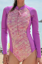 Load image into Gallery viewer, Mermaid Scales Long Sleeve Neoprene Swimsuit