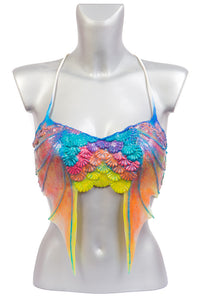 Colourful silicone mermaid top with fins and scales