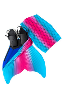 Turquoise and pink mermaid fin for swimming